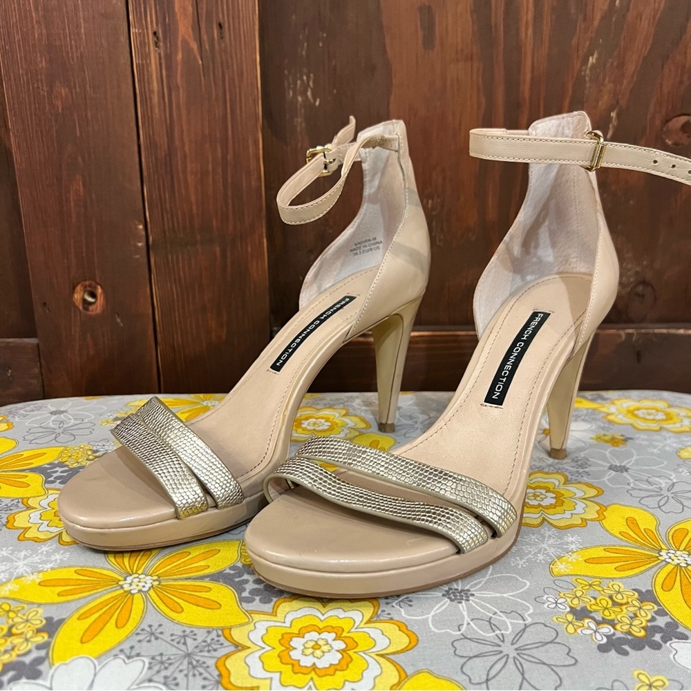 French Connection Nude and Metallic Heels